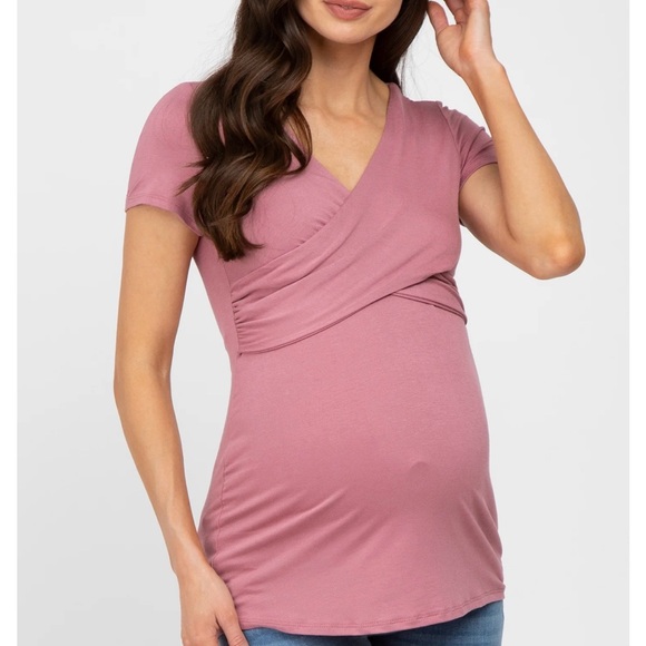 Pinkblush Tops - Mauve Crossover Maternity Nursing Top small